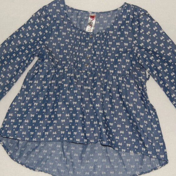 NWOT Beautees Girls Size L, Summer Dress, Blue with White Bowties & Hear… - Picture 8 of 14